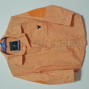 3/$25 Orange Gingham Print Top Button Down Shirt Size 2T